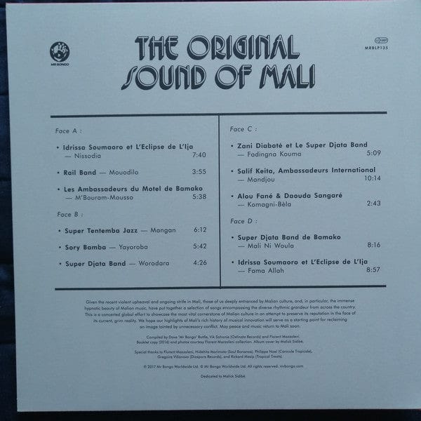 Various – The Original Sound Of Mali (2xLP, Mr Bongo, 2017) Back Cover