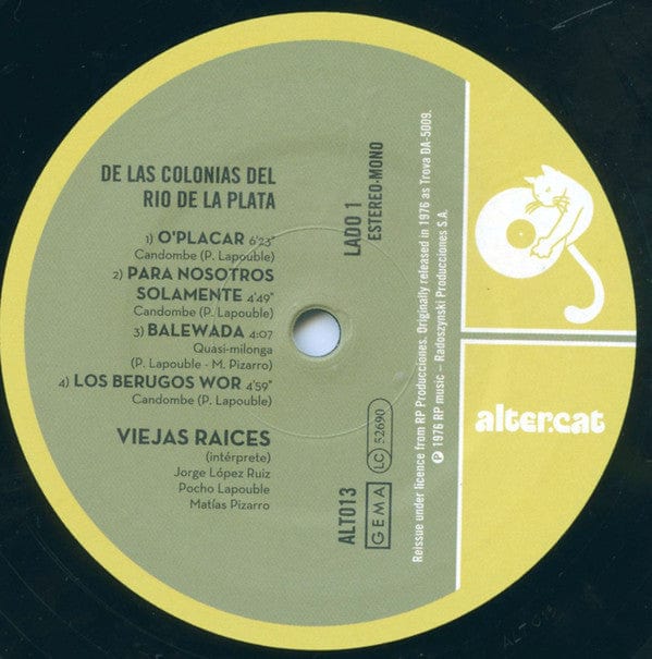Viejas Raices - De Las Colonias Del Río De La Plata (LP) Altercat Records Vinyl