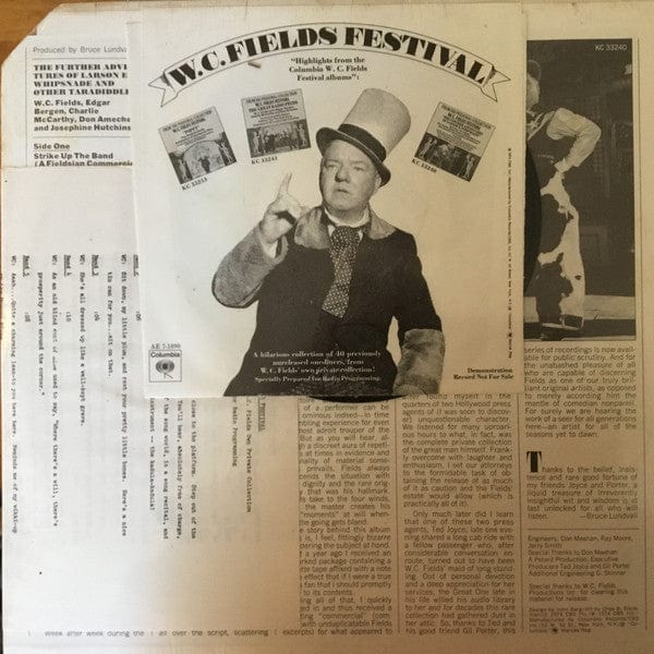 W.C. Fields - The Further Adventures Of Larson E. Whipsnade And Other Taradiddles / "Highlights From The Columbia W. C. Fields Festival Album" (LP) Columbia, Columbia, Columbia Vinyl