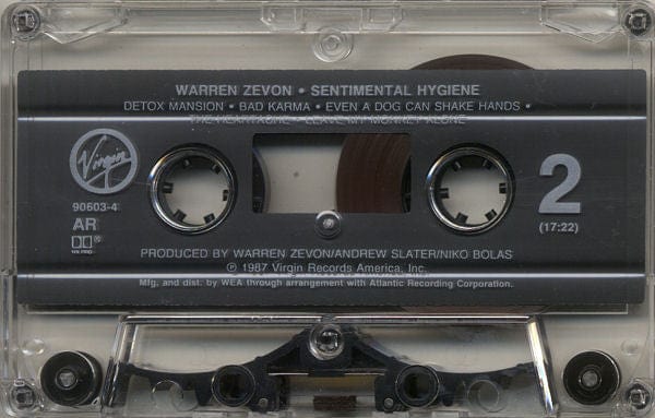 Warren Zevon - Sentimental Hygiene (Cassette) Virgin,Virgin Cassette 075679060341