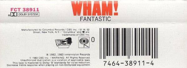 Wham! - Fantastic (Cassette) Columbia Cassette 07464389114