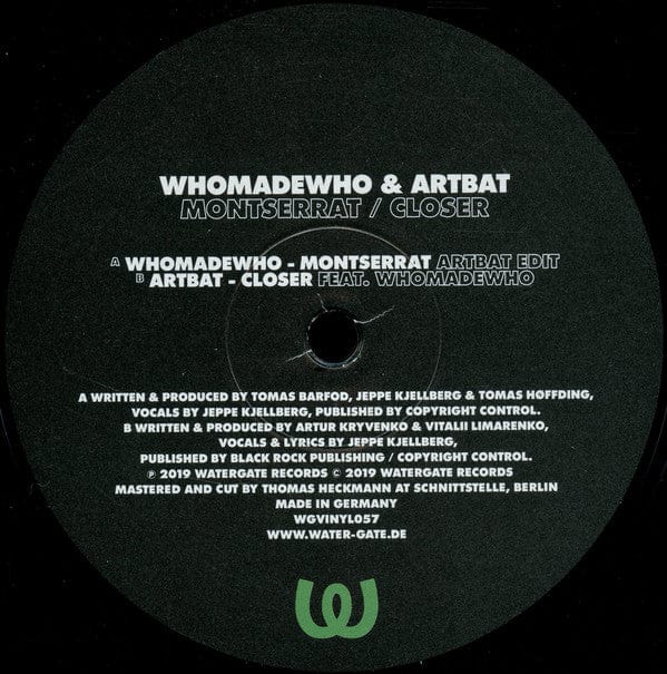 WhoMadeWho & ARTBAT - Montserrat / Closer on Watergate Records at Further Records