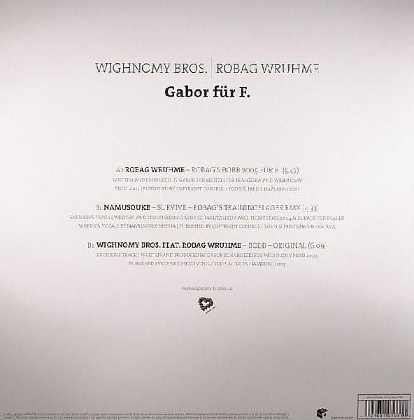 Wighnomy Bros.* | Robag Wruhme - Gabor Für F. (12") on Mute Tonträger at Further Records