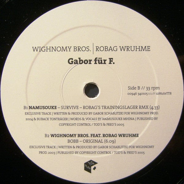 Wighnomy Bros.* | Robag Wruhme - Gabor Für F. (12") on Mute Tonträger at Further Records