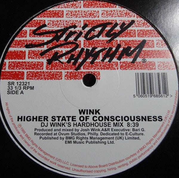 Wink* - Higher State Of Consciousness (12") Strictly Rhythm Vinyl 5060519685612>