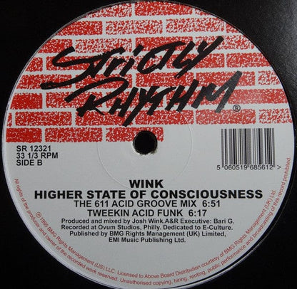 Wink* - Higher State Of Consciousness (12") Strictly Rhythm Vinyl 5060519685612>