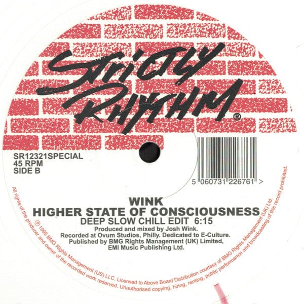 Wink* - Higher State Of Consciousness (12") Strictly Rhythm Vinyl 5060731226761