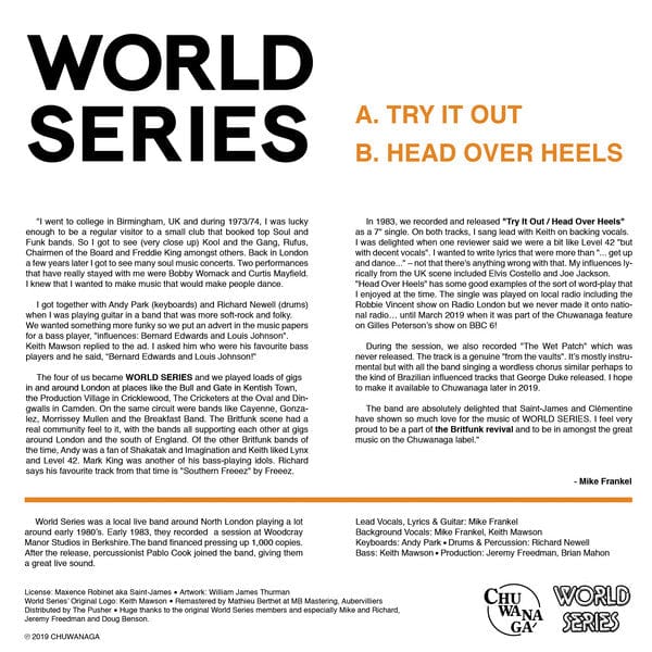 World Series (2) - Try It Out / Head Over Heels (7") Chuwanaga Vinyl