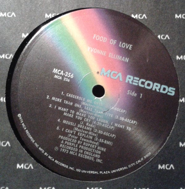 Yvonne Elliman – Food Of Love (LP, Gloversville Pressing, MCA Records, 1973) Image 3