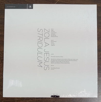 Zola Jesus – Stridulum (LP, Milky Clear, Sacred Bones Records, 2022) Back Cover